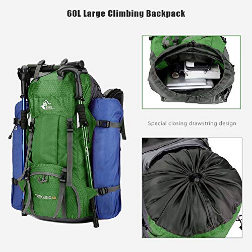 Bseash 60L Waterproof Hiking Camping Backpack with Rain Cover, Large Outdoor Sport Travel Daypack Rucksack for Climbing - Image 5