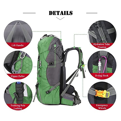 Bseash 60L Waterproof Hiking Camping Backpack with Rain Cover, Large Outdoor Sport Travel Daypack Rucksack for Climbing - Image 4