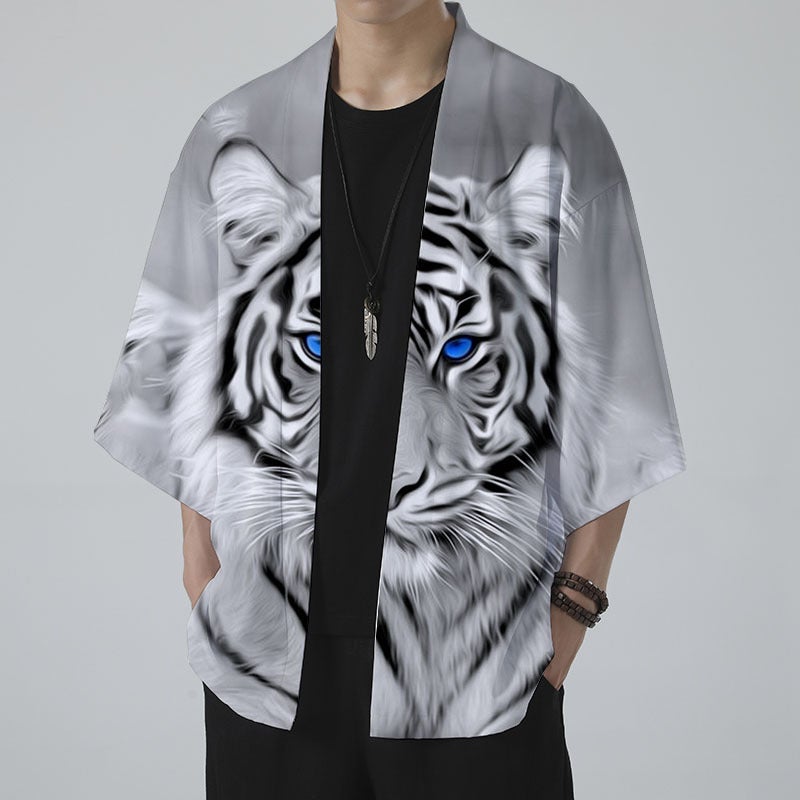 New Animation Peripheral Series 3D Digital Color Printing Retro Feather Woven Loose Seven Sleeve Cape - Image 1