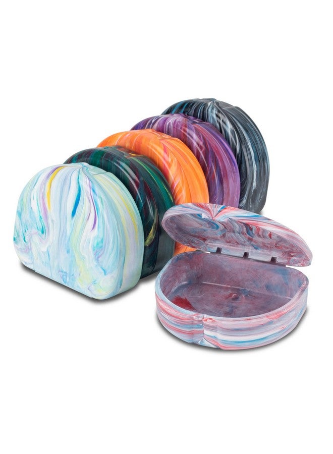 Practicon Designer Marble Retainer Cases, Clear Aligner Case, Dental Orthodontic Retainer Boxes, Mouth Guard Holder, 6 Pack - Image 1