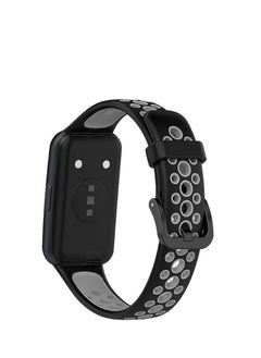 Watch Sport Silicone Smart Watch Band Replacement Strap For Huawei Honor Band 8 (Black& Gray)  - Image 2