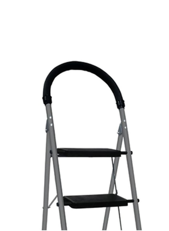 القادة سلم معدني قابل للطي، مكون من 6 درجات، رمادي، 187×44 سم، دواسات عريضة مضادة للانزلاق، قفل أمان، صينية أدوات، سلم طويل متعدد الاستخدامات للاستخدام المنزلي أو المطبخ أو المرآب أو المستودع - Image 2