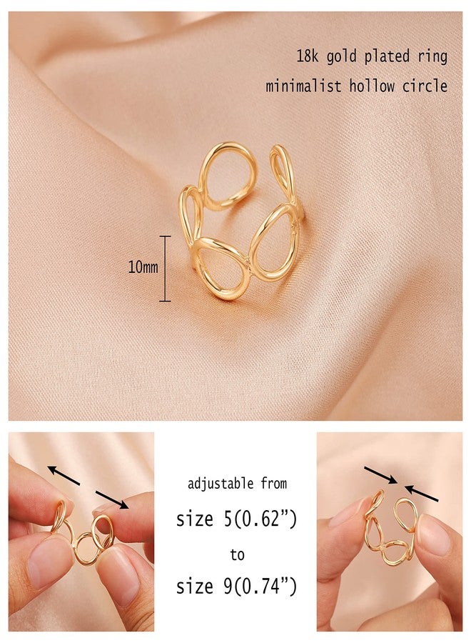 PEARLADA 18k Gold Adjustable Circle Band Ring, Simple Link Chain Knuckle Rings, Fashion Stacking Finger Jewelry - Image 4