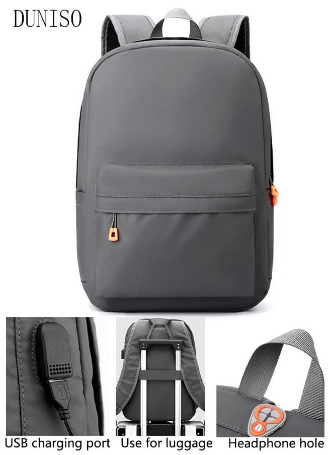 DUNISO - Travel Laptop Backpack Business Anti Theft Slim Durable Computer Backpack with USB Charging Port Water Resistant College School Backpack Computer Bag Gifts for Men & Women Fits 15.6 Inch Notebook Grey - Image 1
