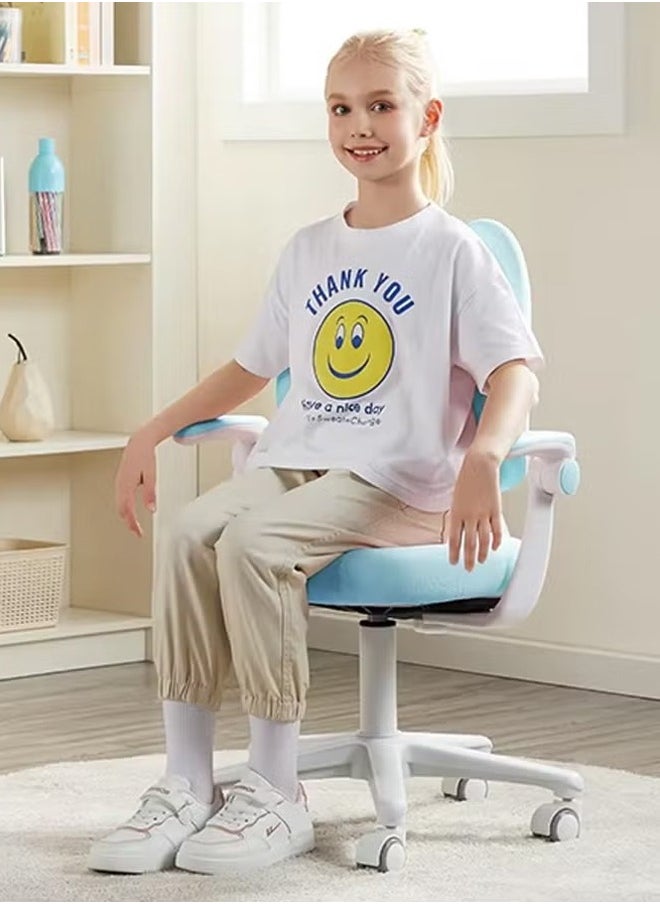 Generic - Study Chair Child's Children Student Study Office Computer Chair Ergonomic Office Desk Computer Chair Study Chair For Boys Girls With Height Adjustable Swivel Mesh Task Student Chairs For 4-12 (Blue) - Image 1