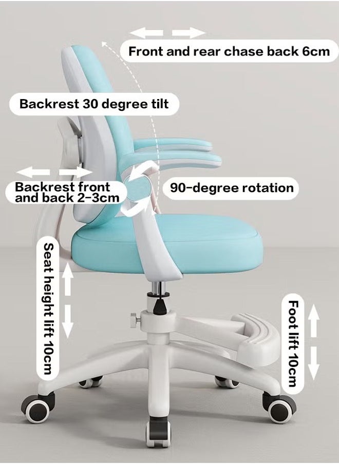 Generic - Study Chair Child's Children Student Study Office Computer Chair Ergonomic Office Desk Computer Chair Study Chair For Boys Girls With Height Adjustable Swivel Mesh Task Student Chairs For 4-12 (Blue) - Image 1