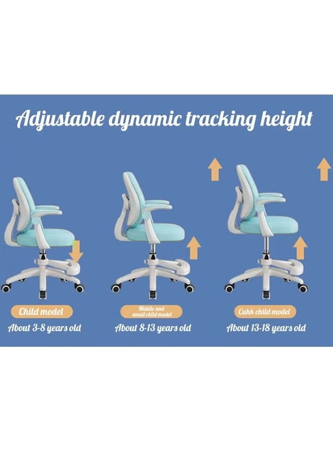 Generic - Study Chair Child's Children Student Study Office Computer Chair Ergonomic Office Desk Computer Chair Study Chair For Boys Girls With Height Adjustable Swivel Mesh Task Student Chairs For 4-12 (Blue) - Image 1