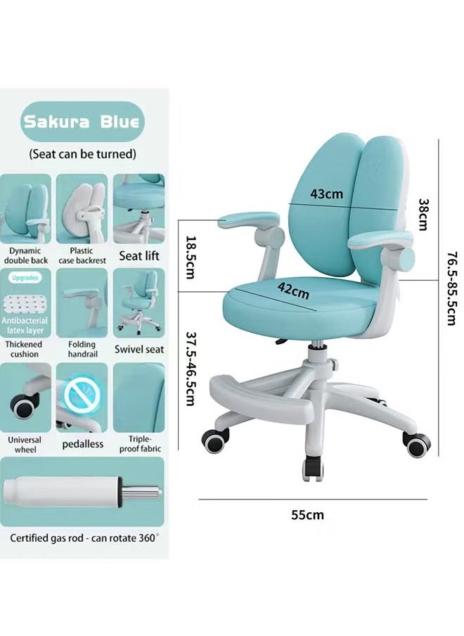 Generic - Study Chair Child's Children Student Study Office Computer Chair Ergonomic Office Desk Computer Chair Study Chair For Boys Girls With Height Adjustable Swivel Mesh Task Student Chairs For 4-12 (Blue) - Image 1