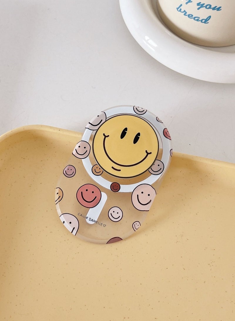 Casetify Smile Phone Grip Stand Compatible with MagSafe, MagSafe Phone Grip Holder, Wireless Charging Compatible Yellow/Clear - Image 2