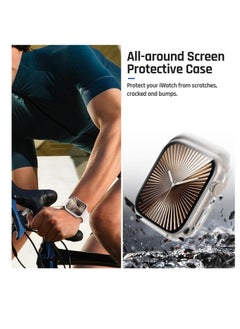 ماركة غير محددة Hard PC Case Compatible with Apple Watch Series 10 46mm with Tempered Glass Screen Protector, Full Coverage, Touch Sensitive, Ultra-Thin HD Bumper Protective Cover (Clear)  - Image 3