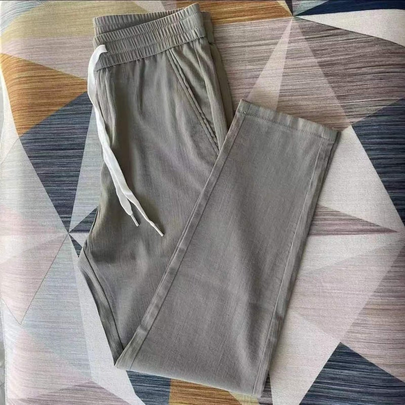 Tiktok Same Style Men'S Comfortable All-Match Casual Straight Pants Button High-End Micro-Elastic Western Style Same Style For Men And Women - Image 1