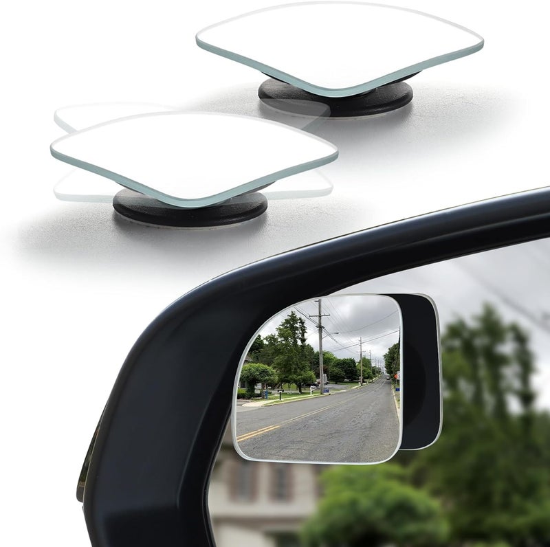 LivTee Blind Spot Mirror Fan HD Glass Frameless Convex Rear View Mirror with wide angle Adjustable Stick for Cars SUV and Trucks Pack of 2