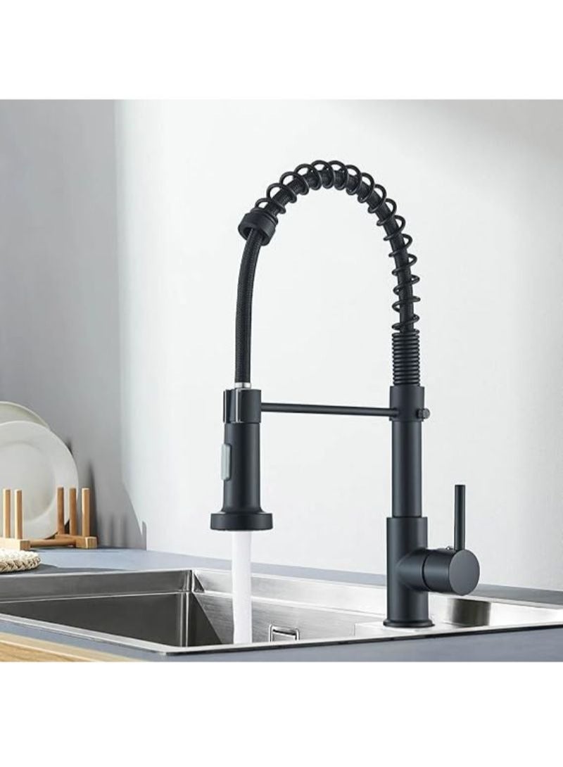 Black Kitchen | Tap Sink Mixer | tap with Solid Brass | Commercial Single Handle | Single Hole | Pull Down Swivel | Sprayer Mixer | Tap Cold and hot Fittings | UK Standard - Image 2
