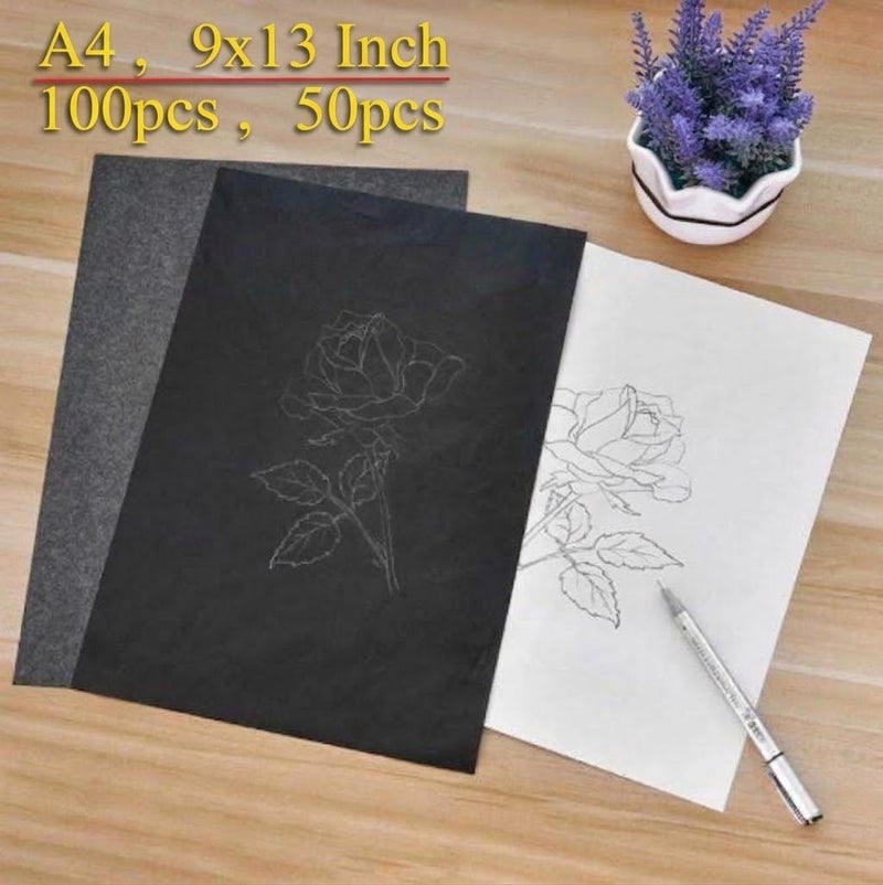 LUCKY OCEAN Graphite Transfer Paper, 50 Black Sheets for Drawing - Wax-Free, Erasable, Smudge-Free Carbon Paper  Blue - 50 sheets/pack - Image 1