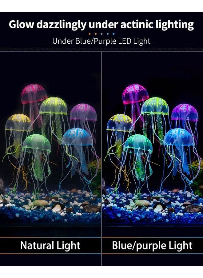 Uniclife Uniclife 6 Pcs Glowing Jellyfish Ornament Decoration for Aquarium Fish Tank  - Image 2