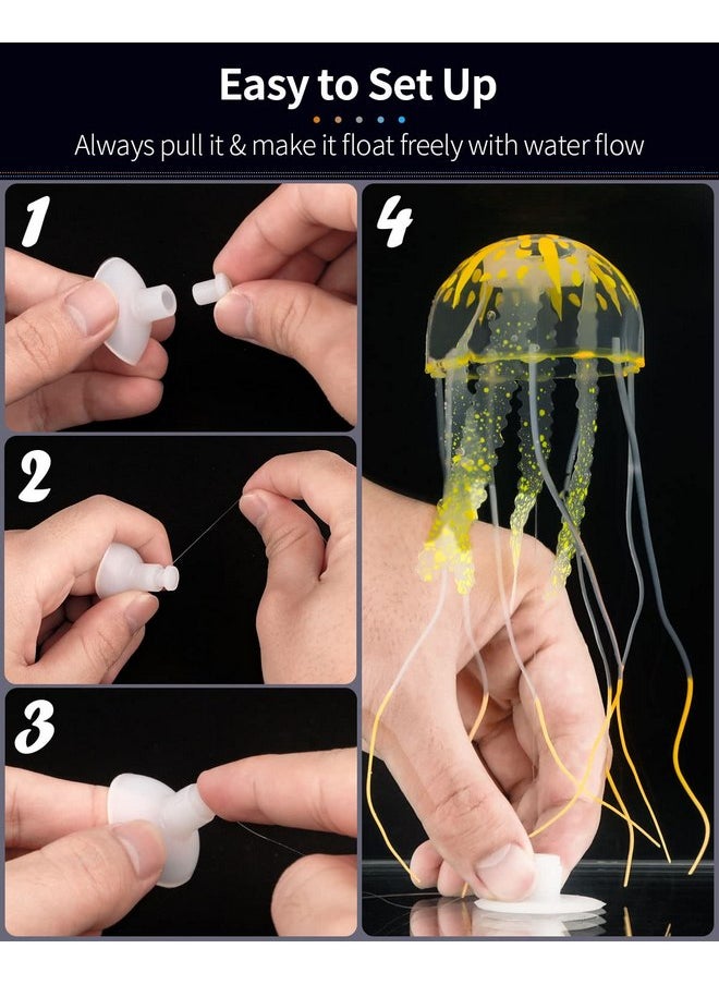 Uniclife Uniclife 6 Pcs Glowing Jellyfish Ornament Decoration for Aquarium Fish Tank  - Image 3