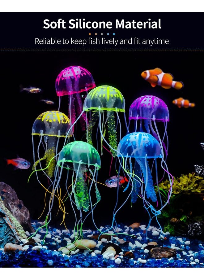 Uniclife Uniclife 6 Pcs Glowing Jellyfish Ornament Decoration for Aquarium Fish Tank  - Image 5