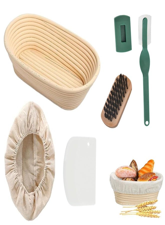CartHome 10 Inch Oval Bread Basket Set, Sourdough Bread Basket for Bread Baking, Handmade Proofing Basket Set with Cloth, Artisan Sourdough Bread Making Tools for Professional and Amateur Bakers - Image 1
