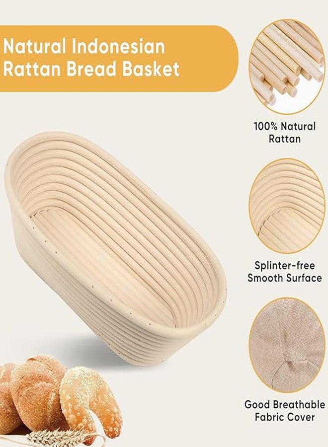 CartHome 10 Inch Oval Bread Basket Set, Sourdough Bread Basket for Bread Baking, Handmade Proofing Basket Set with Cloth, Artisan Sourdough Bread Making Tools for Professional and Amateur Bakers - Image 3