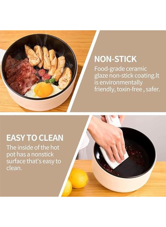 Electric Pot 2L Multifunctional Electric Hot Pot With Steamer For Cooking Non Stick Pan Temperature Control 350 700W White - Image 2