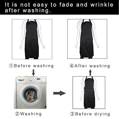 BIGHAS Adjustable Bib Apron with Pocket Extra Long Ties for Women Men, 18 Colors, Chef, Kitchen, Home, Restaurant, Cafe, Cooking, Baking (White) - Image 3