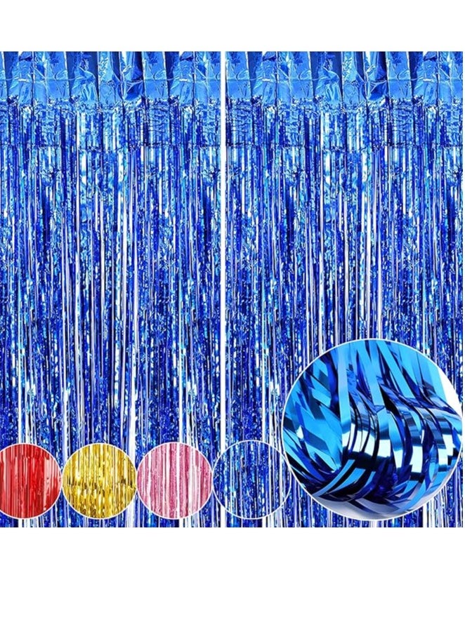 Tinsel Foil Fringe Curtains, 2 Packs Metallic Streamers Backdrop Aluminum Foil Stripe Curtain, 1 x 2m/ 3.3 x 6.6ft Photo Decoration Set for Wedding Birthday Baby Shower Halloween Christmas Party(Blue) - pzsku/ZB2205AEA7506DFF82F64Z/45/_/1729412101/7049e020-034e-4959-98fb-ca2e7a7fb0af