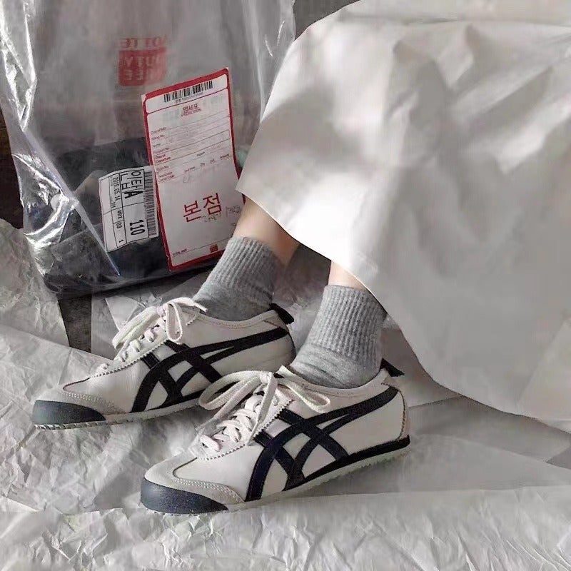 أونيتسوكا تايجر جلد طبيعي من الطبقة الأولى أحذية Onitsuka Tiger T-Toe سلسلة Mexic66 كلاسيكية رجعية للأزواج - Image 5