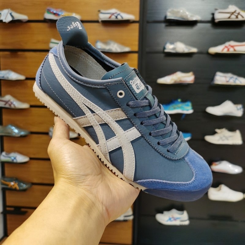 أونيتسوكا تايجر جلد طبيعي من الطبقة الأولى أحذية Onitsuka Tiger T-Toe سلسلة Mexic66 كلاسيكية رجعية للأزواج - Image 1