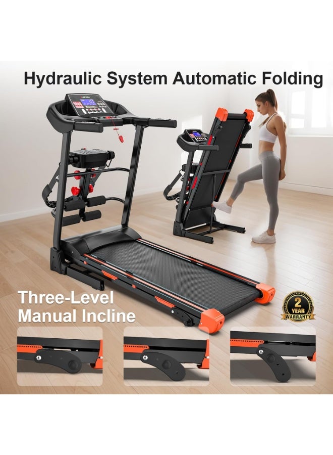 SportQ Foldable Treadmill DC Turbo 3HP 120KG Speed 1-12km/h LED Display Manual Incline 3 Levels Running Surface 42x120cm for Home - Image 3