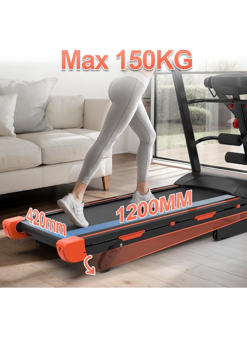 SportQ Foldable Treadmill DC Turbo 3HP 120KG Speed 1-12km/h LED Display Manual Incline 3 Levels Running Surface 42x120cm for Home - Image 5