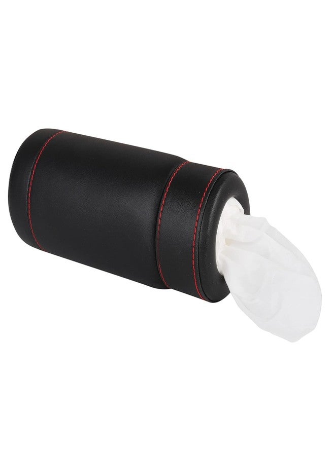 D'HIDES Car Tissue Paper Holder - Cylinder Tissue Box PU Leather Round Tissues Container Fit for Car and Van Cup, Car Cup Holder Car Tissues Box Round Container (Black) - Image 4