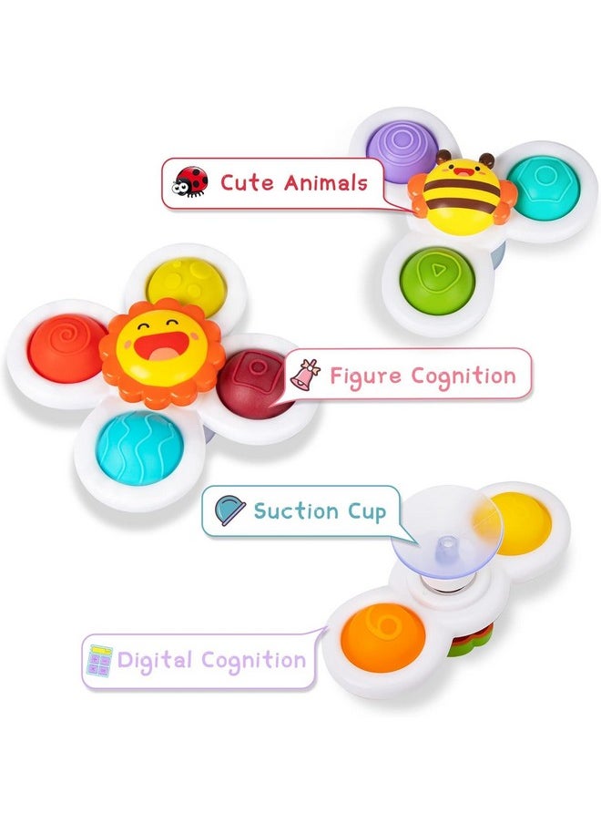 Supreme Deals Umadiya® Baby Bath Toys Spinner Toy 3 PCS Pop it Fidget Toys Toddlers Boys Girls Waterproof Suction Cup Spinning Top Rotating Montessori Learning Toy Sticks to Smooth Surface Return Gift for Kids  - Image 3
