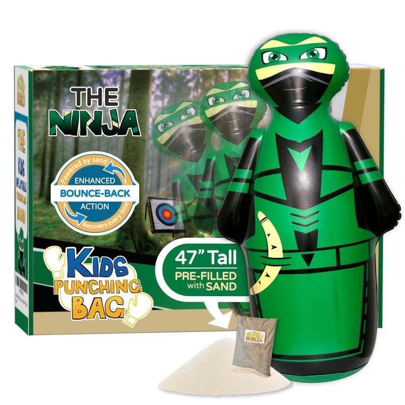 INFLATABLE DUDES Ninja Toy 47 Inches Kids Punching Bag  Already Filled with Sand Bop Bag  Inflatable Bopper  Boxing  Ninja Birthday Party  Party Decorations  Punching Bag for Kids Archy - Image 2