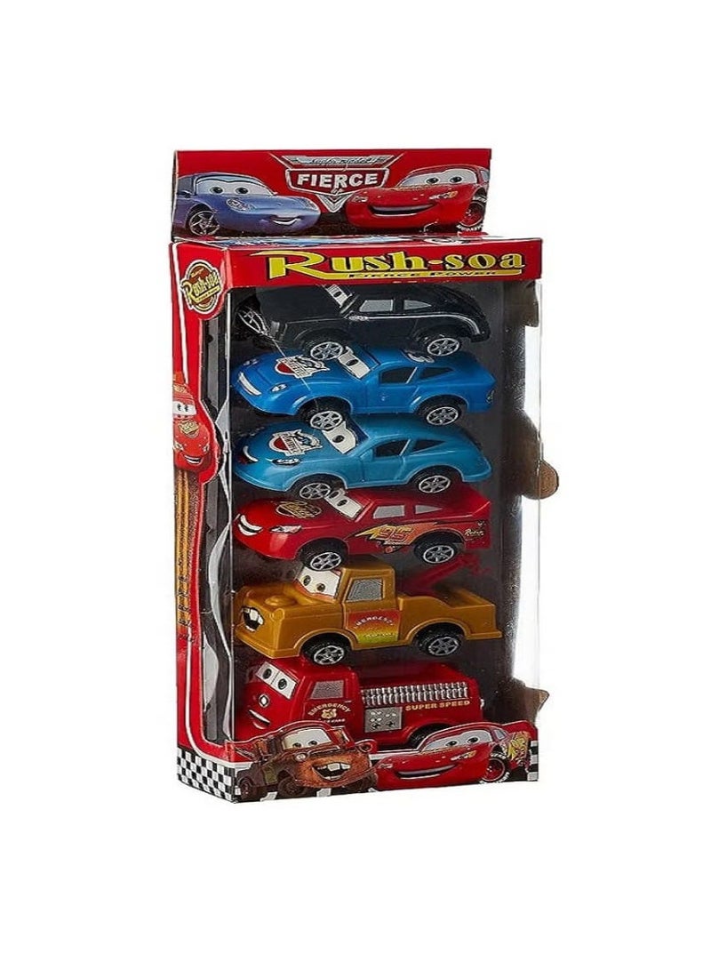 سيارات فيلم 6 في 1 - سلسلة أفلام كارتون لايتنينج ماكوين، شخصية صغيرة، لعبة سيارة 6 قطع - Image 1