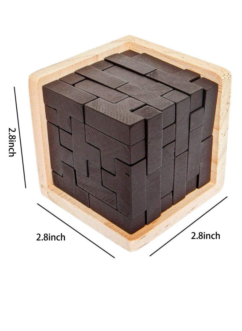 MAKINGTEC Wooden Brain Teaser Puzzle Cube Wooden Puzzles T-Shaped Jigsaw Logic Puzzle Educational Toy for Kids and Adults for Unlock Interlock Puzzle Wooden Toys - Image 2
