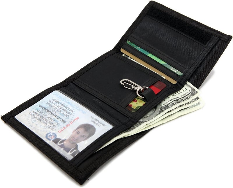 AI-DEE محفظة رياضية خارجية ثلاثية الطي من قماش RFID للأطفال - محفظة بجيب أمامي مع ملصق سحري - Image 4