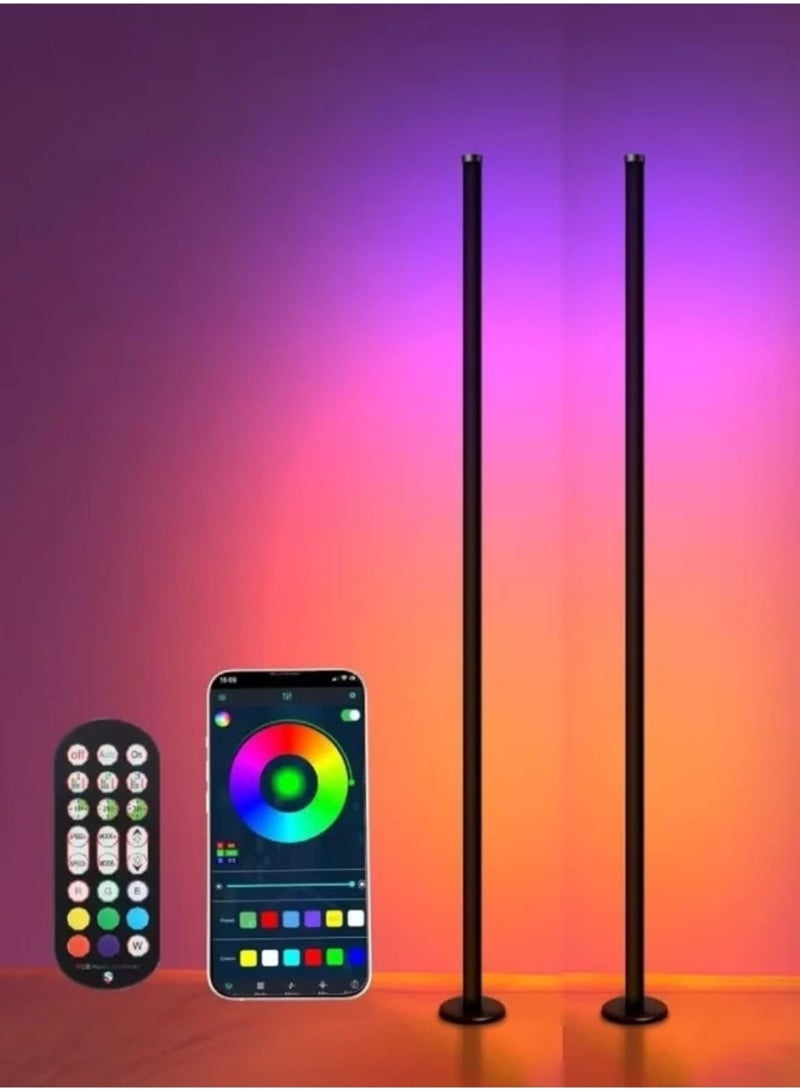 سينوروفا مصباح أرضي RGB زاوية عدد 2 للغرف والألعاب - إضاءة LED متعددة الألوان مع تطبيق وتحكم عن بعد، مزامنة مع الموسيقى، إضاءة ديكور قابلة للتعتيم لغرفة النوم والمعيشة - Image 1
