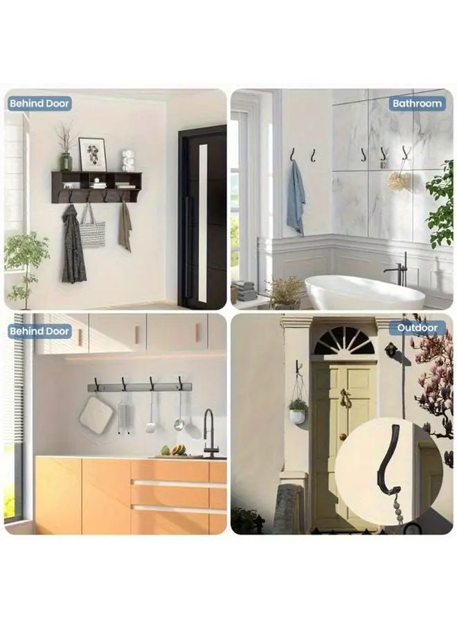 4Pcs Black Heavy Duty Aluminum Wall Hooks Space Saving Organizer Indoor Outdoor - Image 3