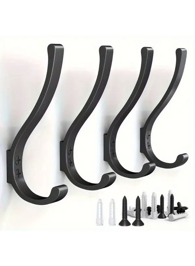 4Pcs Black Heavy Duty Aluminum Wall Hooks Space Saving Organizer Indoor Outdoor - Image 2