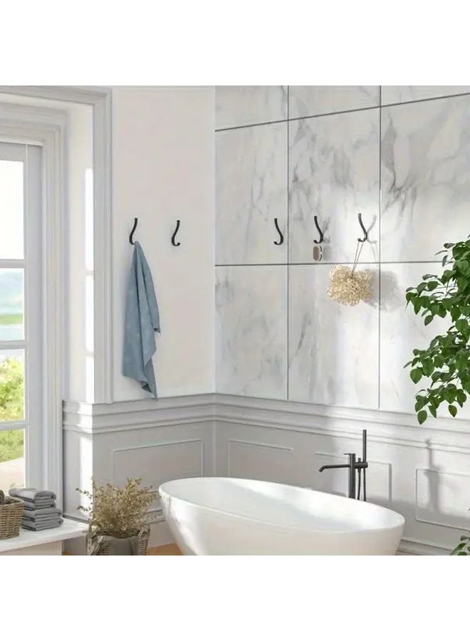 4Pcs Black Heavy Duty Aluminum Wall Hooks Space Saving Organizer Indoor Outdoor - Image 5