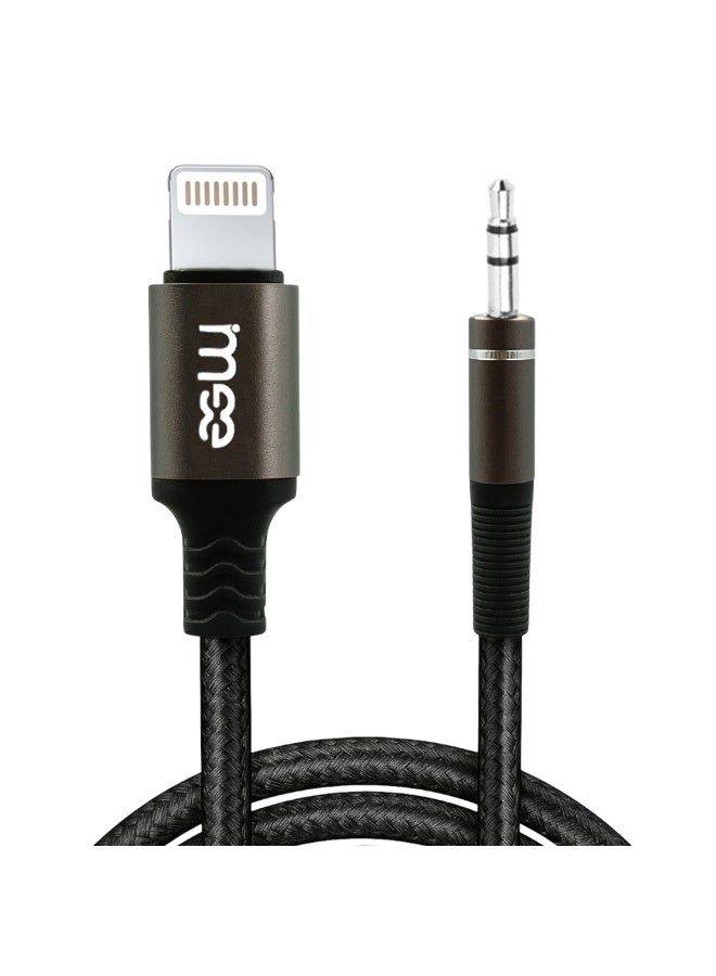 Lightning to 3.5mm AUX Audio Cable 1M – Braided Aluminum Alloy Cord, Plug & Play Car Stereo Adapter, Tangle-Proof, Durable Bend-Resistant Wire for iPhone, iPad, iPod, Speakers, and Headphones IM-219 - Image 1