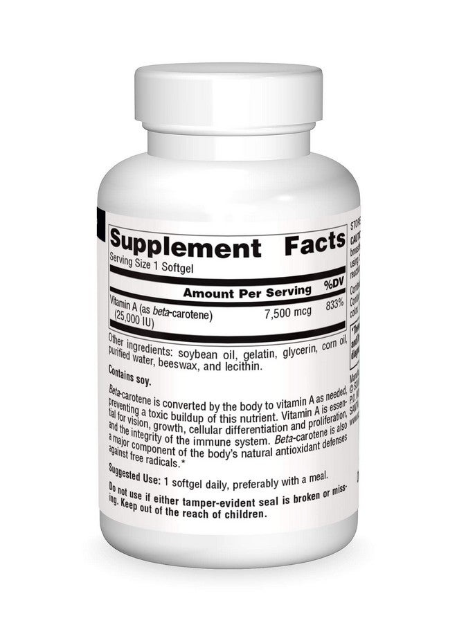 Source Naturals Beta Carotene 25000 Iu Antioxidant Protection Converted By Body To Vitamin A 100 Softgels - Image 4