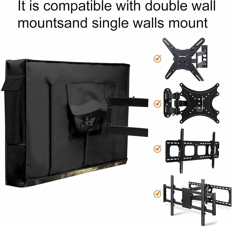 Fantasy Forest Animal Waterproof Outdoor TV Cover, Vintage Deer Lakes Creek Water Outside Weatherproof TV Enclosures for 80 to 85 Inch LCD Television Shield Flat Screen Protectors - Image 5