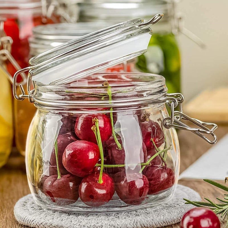 HEYOL Airtight Glass Kitchen Canisters with Glass Lid Mason Jars for Food Storage Organization and Canning SET OF 1 500 ml - Image 1