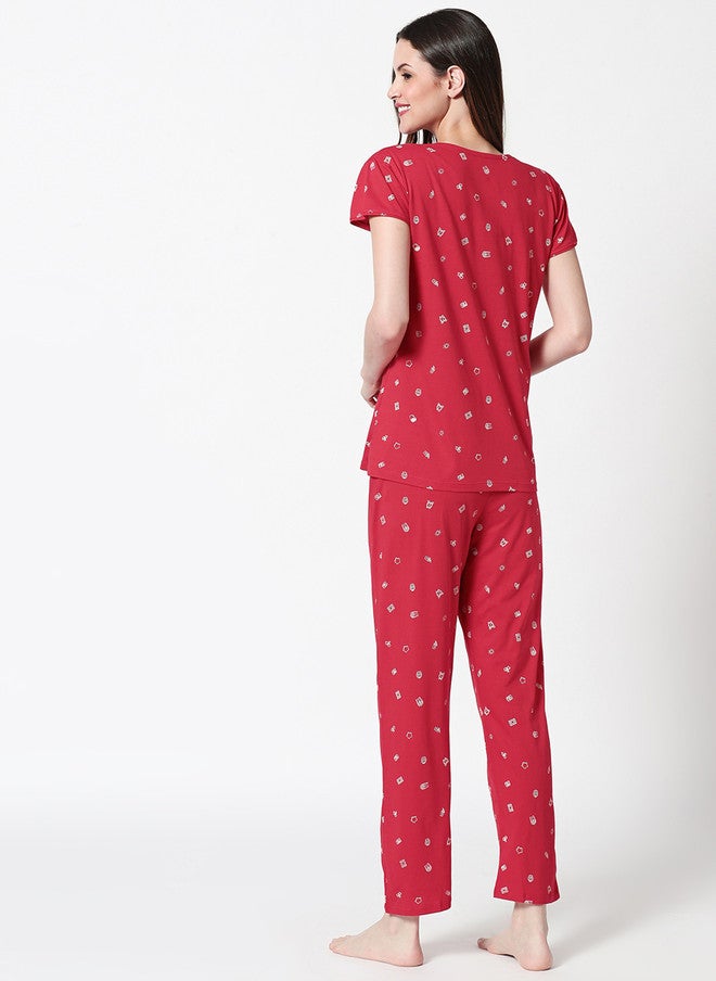 Zeyo Conversational Printed Pure Cotton Night Suit - Image 5