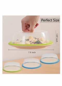 Y&D Microwave Splatter Cover, 2 Pack, Small Plate Cover for Food, 7.9" Accessories with Silicone Ring, BPA Free & Dishwasher Safe Fruit, Vegetable Container  - Image 3