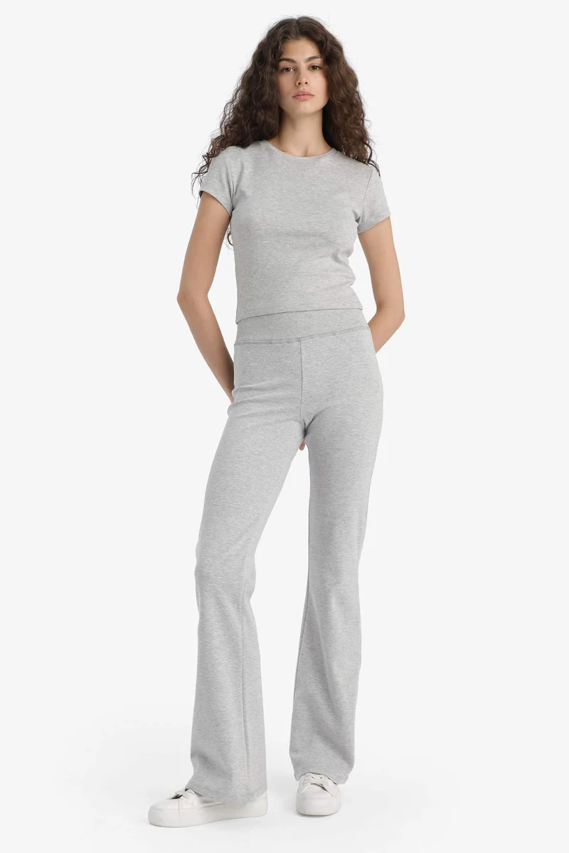 Defacto Fitted Ribbed T-Shirt Leggings 2 Piece Set