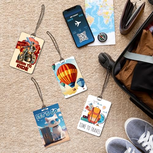 Ultra 3D Lenticular Luggage/Bag/Travel Id Label Tags For Suitcase & School Bags | Set Of 4 | Air Balloon + Ride + Let's Go Cat + Time To Travel Theme, 4 Labels - Image 4