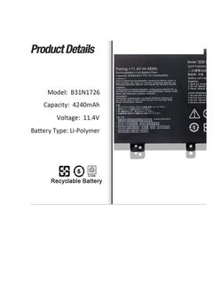 Zexen Battery B31N1726 Laptop Battery for Asus TUF Gaming FX504 FX504G FX504GD FX504GE FX504GM FX505 FX505DT FX505DV FX505DU FX505DY FX505GT FX505GE FX505GD FX505GM 80FX80 0G FX80GD FX80GE FX80GM  - Image 3