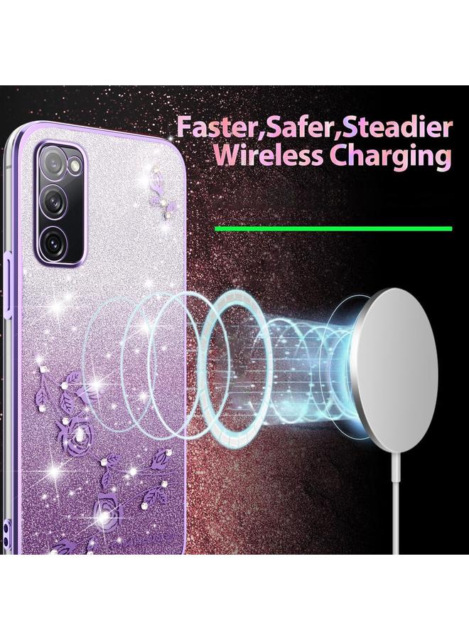 إيروريكس جراب هاتف شامل لهاتف Samsung Galaxy S20 FE بتصميم زهور لامعة متدرجة - Image 3